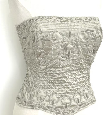 JASDEE Vintage Bustier Corset Hand Work Beaded Embroidery On Satin Style F3141