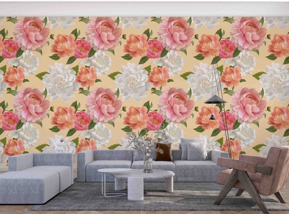 3D Peony White Pink Patterns Wallpaper Wall Murals Removable Wallpaper