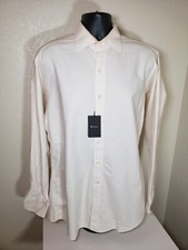 Kiton Mens Ivory Dress Shirt 100 Cotton Made in Italy NWT Size XL