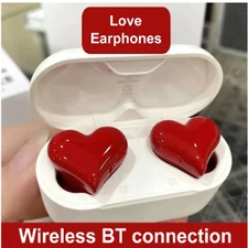 ❤️ EAR HEADPHONES HEART EARBUDS BLUETOOTH WIRELESS STEREO HEART BUDS GIRL❤️