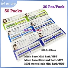 50 kits Dental Orthodontic Brackets MIM Monoblock Mini Roth/MBT .022 345 Hooks