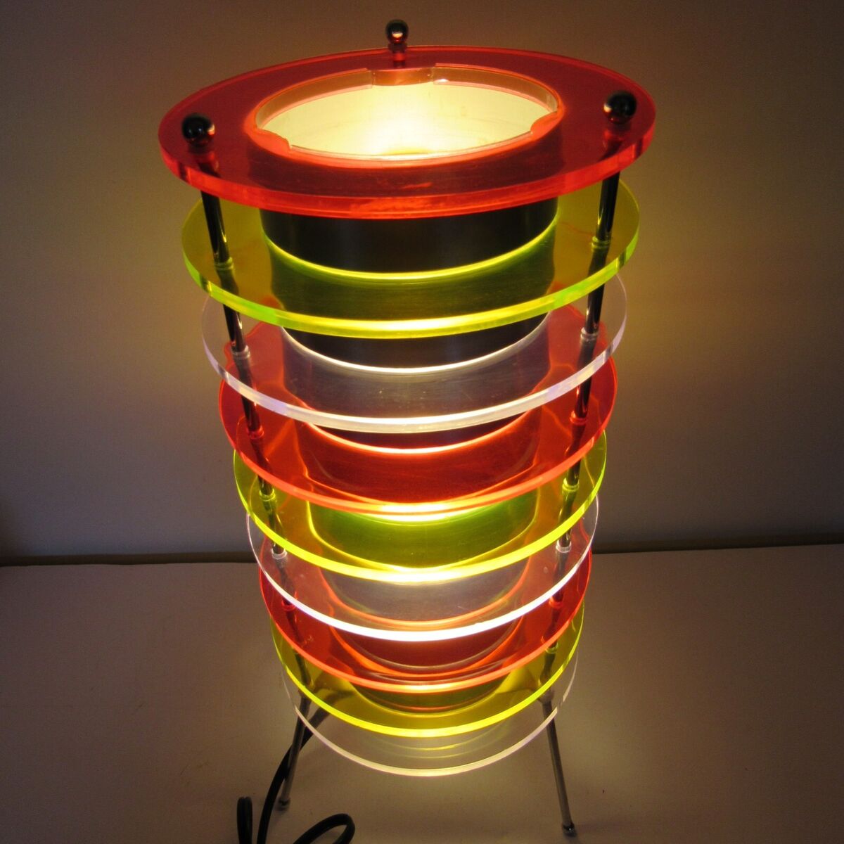 Vintage Spencer Time Tunnel Lucite Lamp Black Light Color Vintage Spencer Time Tunnel Lucite Lamp Black Light Color