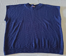 Sheridan Square Sweater Blouse Woman 3X Blue Sleeveless Made in USA 80s Acrylic
