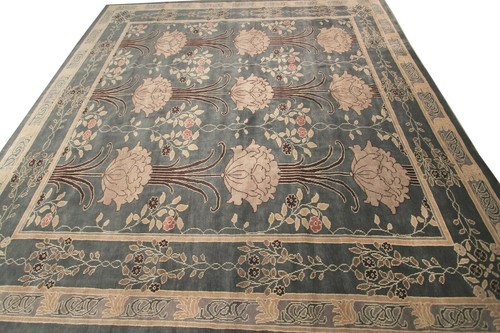 Vintage Arts & Crafts Teppich Selten Jugendstil Teppich William Morris Art Deco Rug 12X12 - Bild 4 von 9