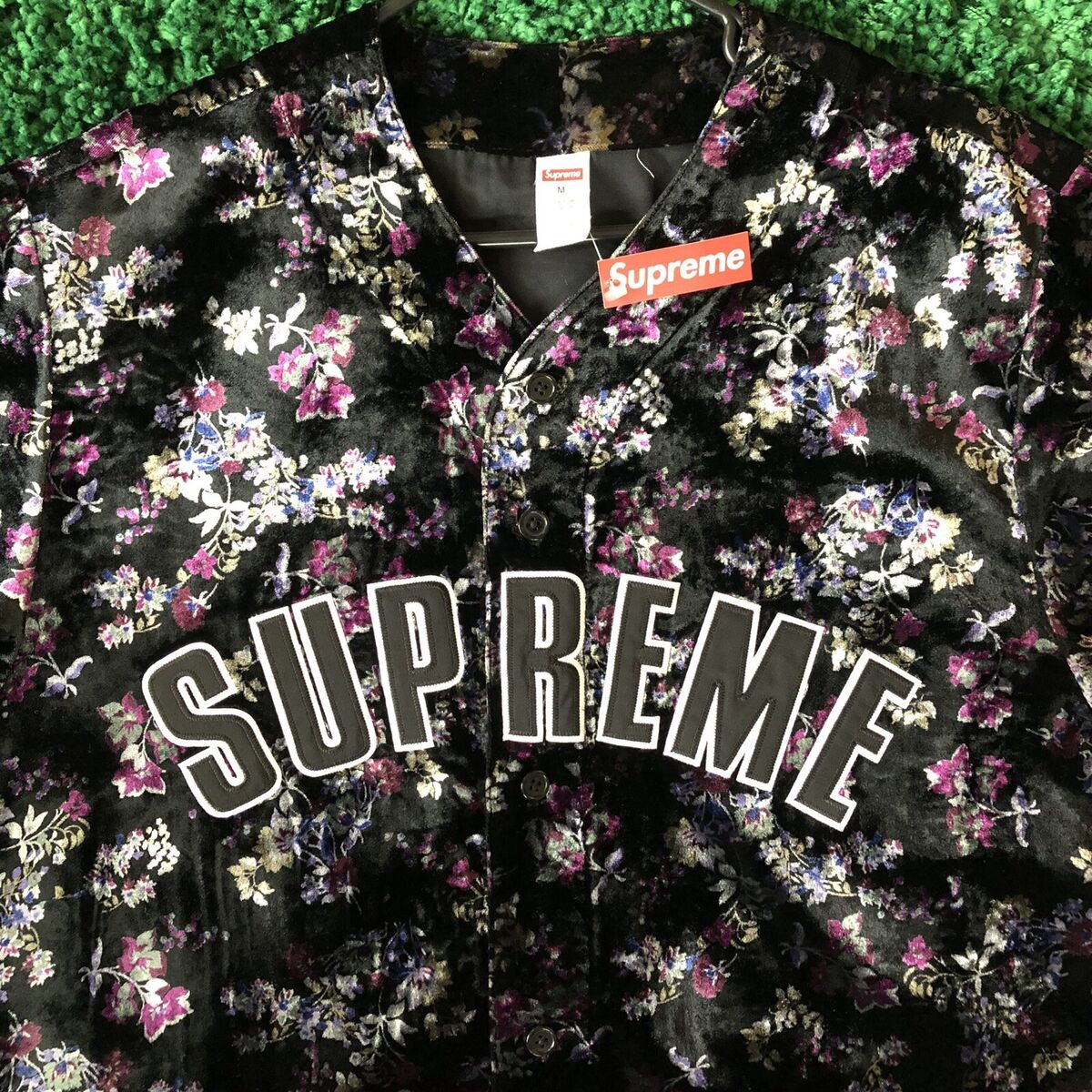 Supreme Floral Baseball Jersey Black Medium