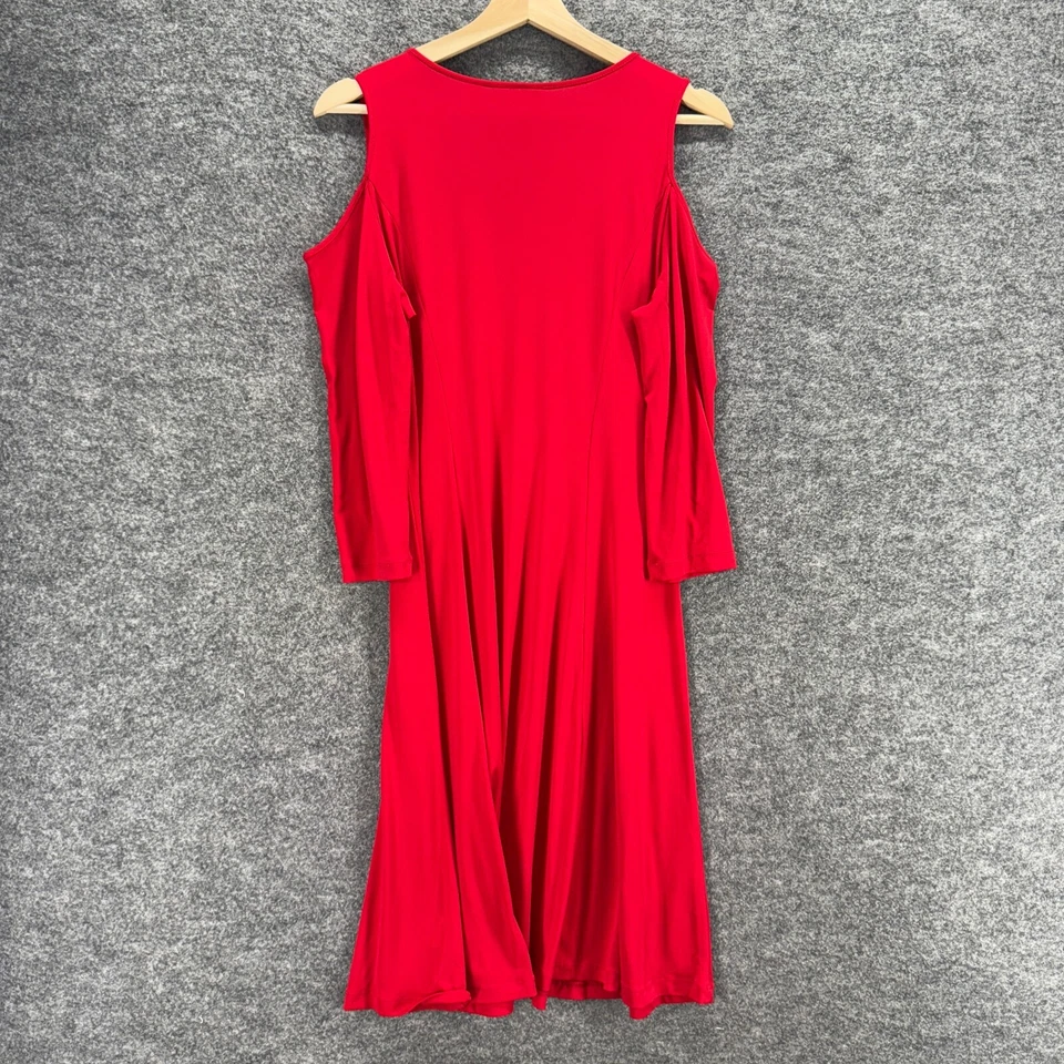 Vestido Susan Graver Mujer S Pequeño Rojo Cambio Midi Hombro Frío Manga Larga Informal Foto 2 de 4