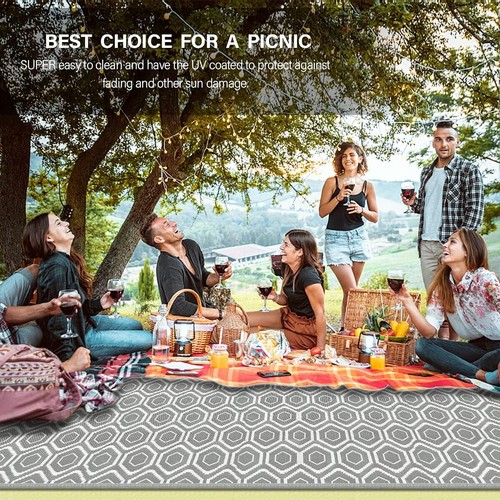 Weatherproof Reversible Outdoor Camping Rugs - Large Mat for RV, Beach, Picnic - Picture 6 of 7