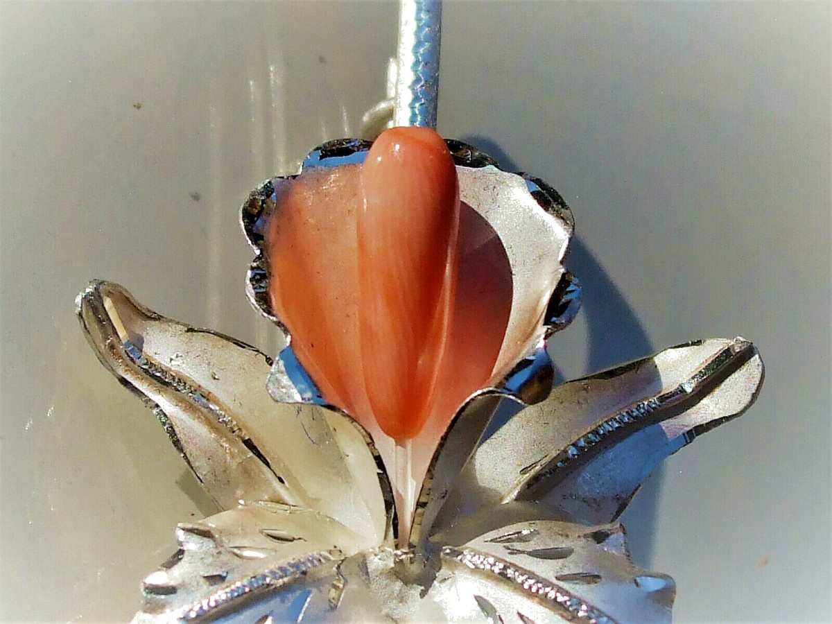 Broche Ancienne Art Nouveau - Grande Orchidée En Argent - Bijou Vintage - Occasion