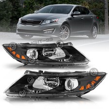 For 2011-2013 Kia Optima Black Factory Style Halogen Headlights Assembly Pair