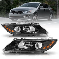 For 2011-2013 Kia Optima Black Factory Style Halogen Headlights Assembly Pair