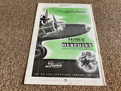 FABK3 ADVERT 11X8 THE HALIFAX III IS POWERED BY THE BRISTOL HERCULES ENGINES