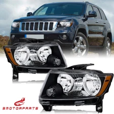 Left & Right Headlights For 2011-2013 Jeep Grand Cherokee 2011-2017 Compass