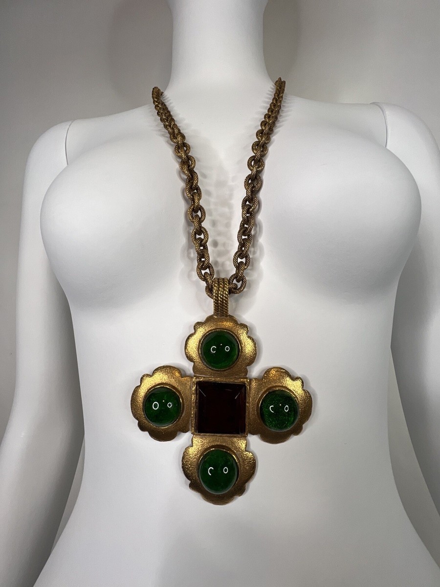 アクセサリー vintage Gripoix style long necklace Vintage Rare Chanel Gripoix Purple, Pink Amber Glass, Faux