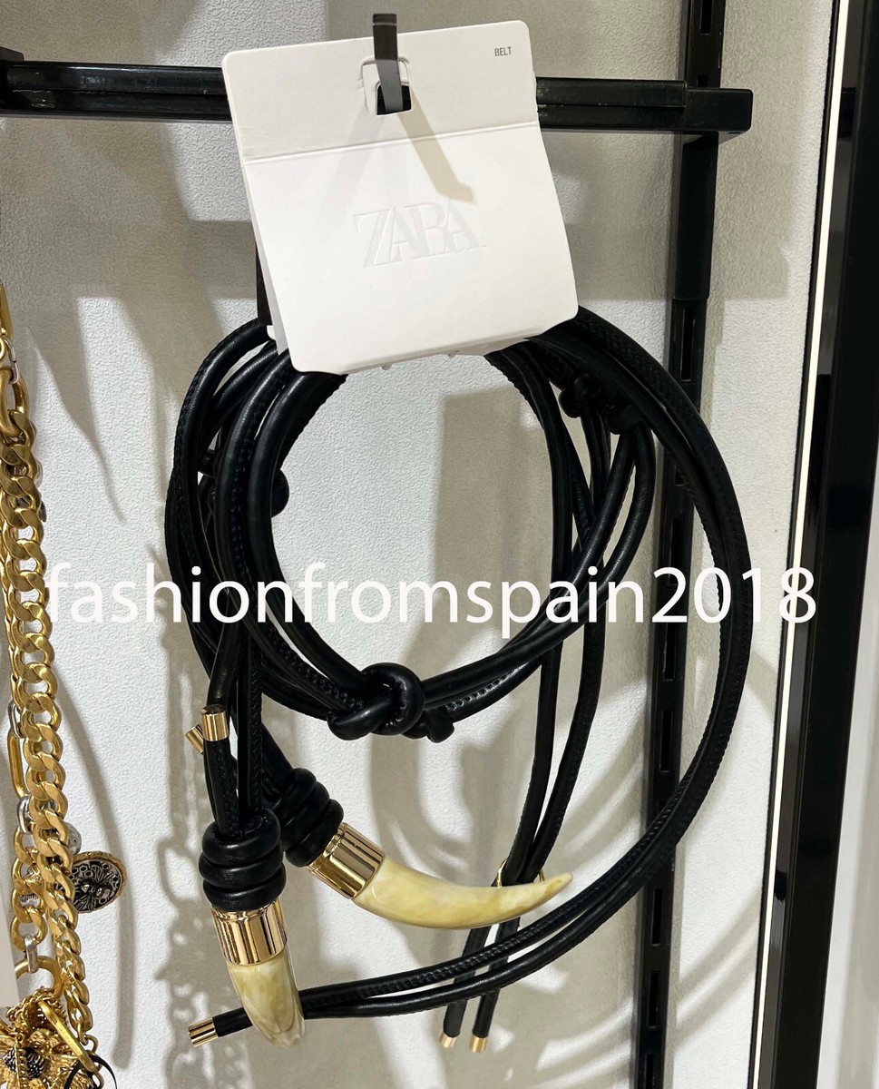 461kkono_eda ZARA NEW WOMAN SINGLE HORN CORD BELT ONE SIZE: 85 BLACK 4736