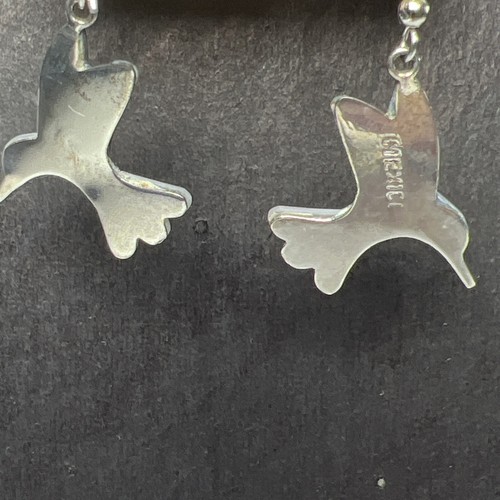 Indigenous Hands Handcrafted Hummingbird Dangle Earrings Nahuatl Indians Mexico - Picture 6 of 6