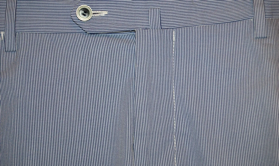 Tombolini 浅蓝色条纹男式休闲意大利棉裤尺寸 US 42 UE 56 — 第 3/4 张图片