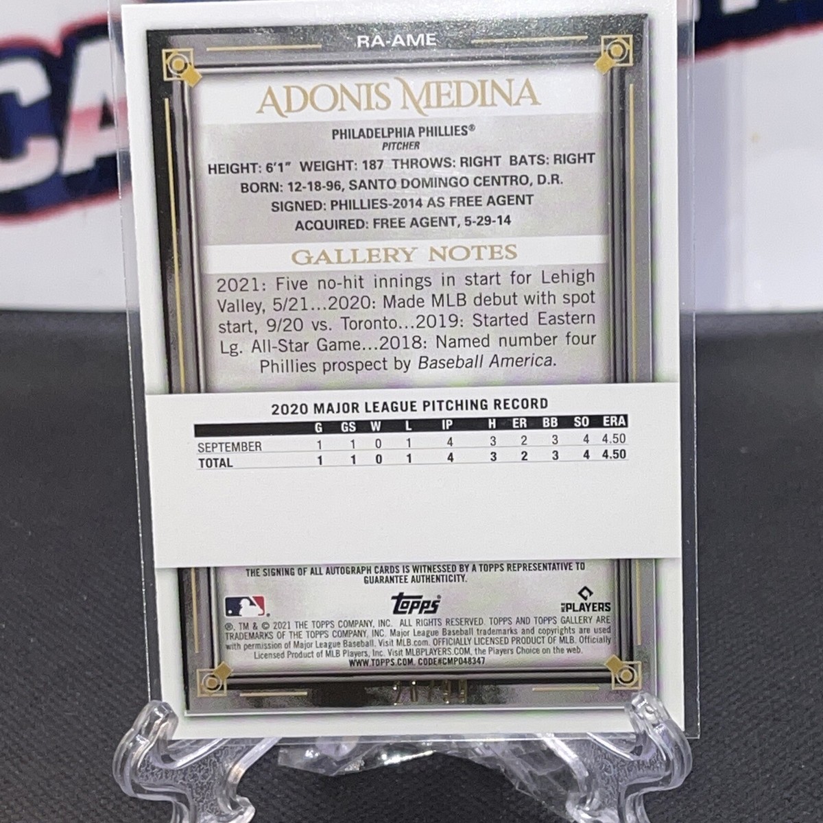 2021 topps gallery adonis medina auto ra-ame /99 | eBay