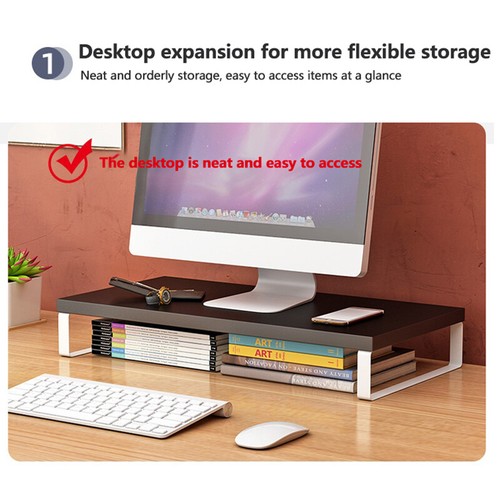 Desktop Computer Monitor Stand Desktop PC Laptop Screen Elevated Riser Organizer - Picture 4 of 24