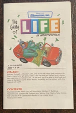 LIFE in Monstropolis (Monsters, Inc) Game Instructions Booklet 2001
