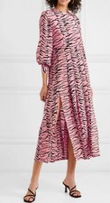 Rixo Pink Tiger Animal Print Silk Dress Size S 