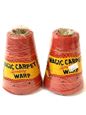 VTG Magic Carpet Warp Thread Red Cone 300 YD Tapestry Craft Lot of 2 NEW READ