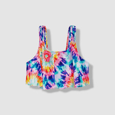 Breaking Waves Girl's Pink Electric Tie-Dye Top Swimwear Size 14