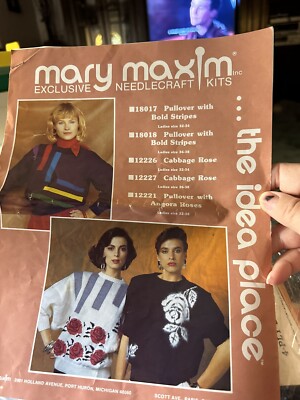 Mary Maxim Creative Black And White Rose Sweater Kit