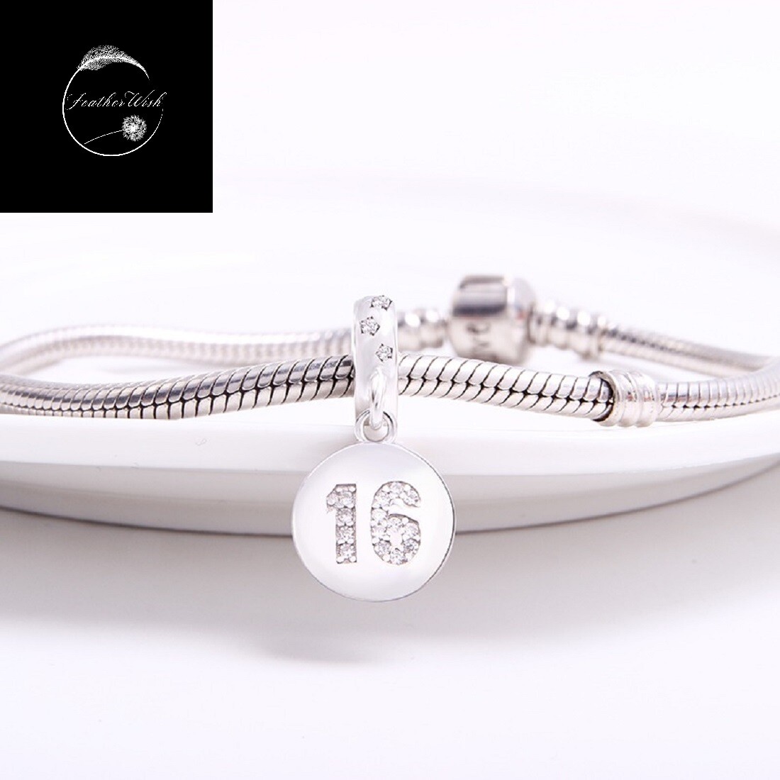 16th Happy Birthday Dangle Charm For Bracelets Genuine Sterling