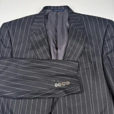 Coppley Black Striped Sport Coat Size 46XL Mens Jacket Silk Blazer 2 Button 46