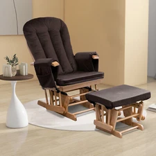 Velvet  Glider Rocking Chair Cushion Recliner Ottoman Replacement Pad Non-slip