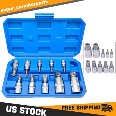 10x For XZN Triple Square Spline Bit Socket Set 12 Points with Carrying Case US