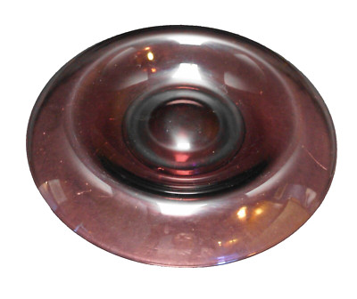Purple Amethyst Glass Rolled Rim Depression Art Deco Bowl