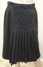 VTG 80's Ralph Lauren Blue Label Gray 100 Wool Pleated Schoolgirl Skirt 12