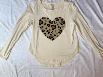 MEMBERS MARK GIRLS FAVORITE TEE 14/16 Leopard Heart Long Sleeves #0043