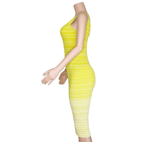 $195 NWT STAUD Dana Ombre Stripe Knit Dress, Pollen White, XS - Picture 5 of 8