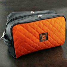 Leather Travel Wash Makeup Toiletry Bag with Internal Zip Packet  Magnetic Knob