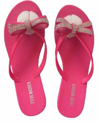 Steve Madden Leanne Rhinestone Bow Flip Flops Sandals