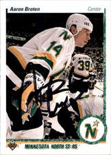 Aaron Broten Signed Auto 1990-91 Upper Deck card Minnesota North Stars