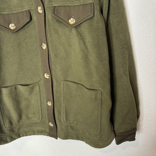 Blank NYC Womens Large Fleece Shacket Jacket Olive Green Brown New Pockets Fall - Picture 6 of 13