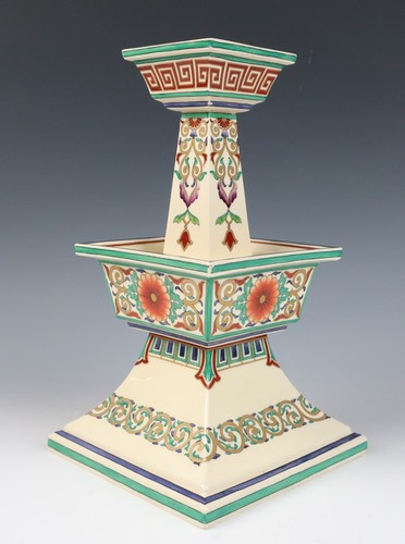 Antique 19th C. Royal Worcester Japonisme Satsuma Style Candlestick Porcelain - Picture 3 of 17