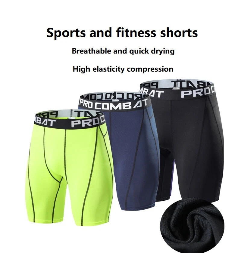 Sports Apparel Skin Tights Compression Underwear Mens Elastic Gym Shorts Pants - Image 3 of 4