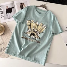 NWT COACH   Men's Women’s Unisex Green Dino light blue T-shirt  COTTON