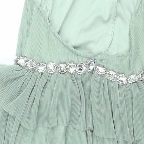 ASOS Womens Green Polyester Shift Size 14 Halter Button - Rhinestone Detail - Picture 4 of 10