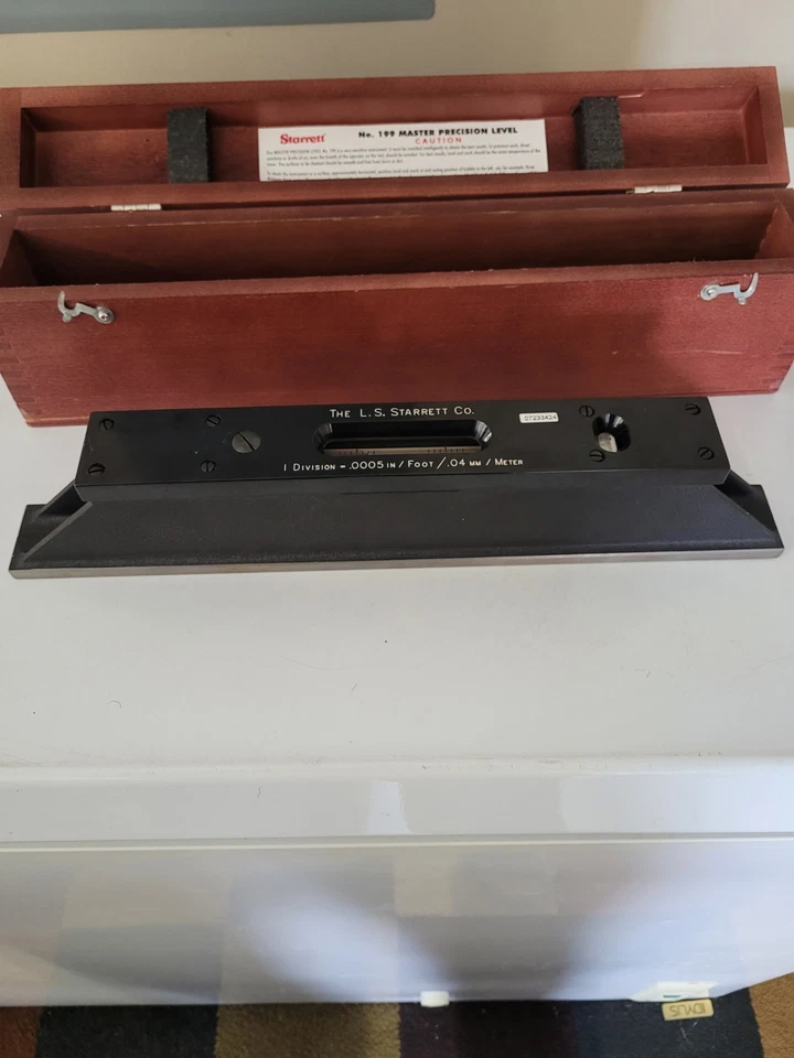 Starrett No. Nivel de configuración de máquina Master Precision 199-15" con estuche de madera Foto 2 de 4