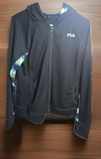 FILA Sport Full Zip Light Weight Black Hoodie Jacket Women Size Large- G4