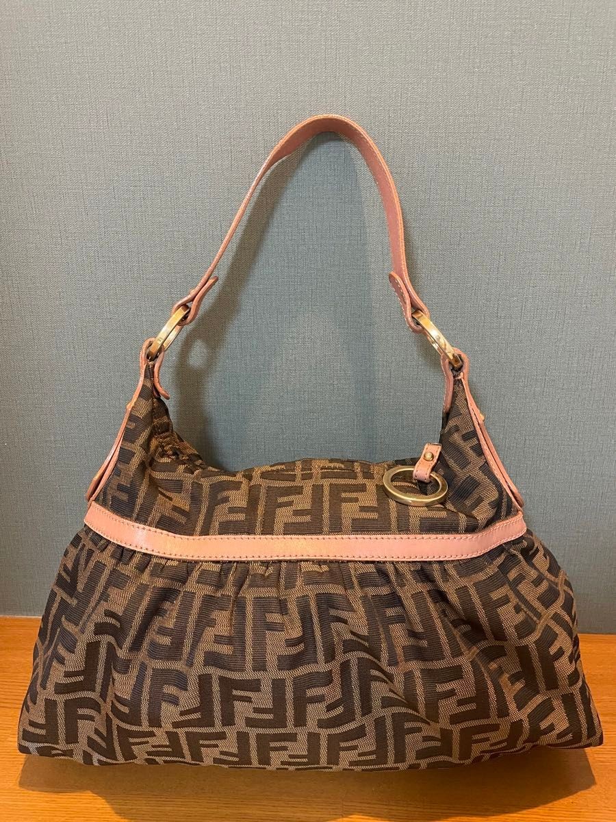 RARE FENDI Zucchino Canvas One Shoulder Bag in Vintage Condition