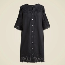 J Crew women XS short sleeve Jolie dress in eyelet cotton poplin button front