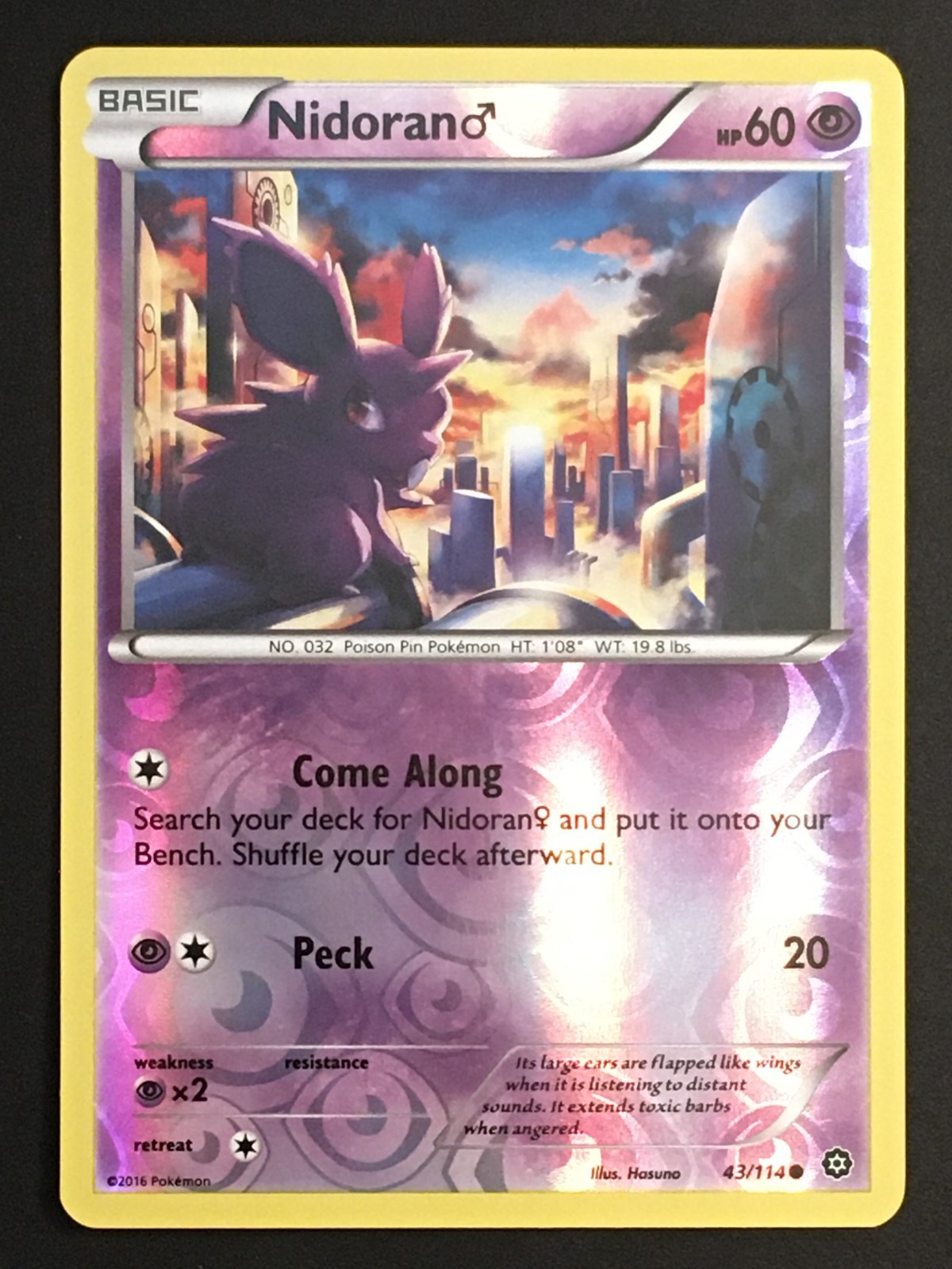 Pokemon TCG Nidoran M 43/114 XY Steam Siege Reverse Holo Common NM