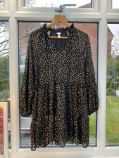 Sparkly Metallic Holiday H&M Mini Foil Metallic Printed Dress Size 10