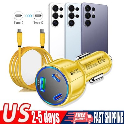 2026 90W Fast Charging Type C Car Charger For Samsung Galaxy S26 S25 S24 Ultra+